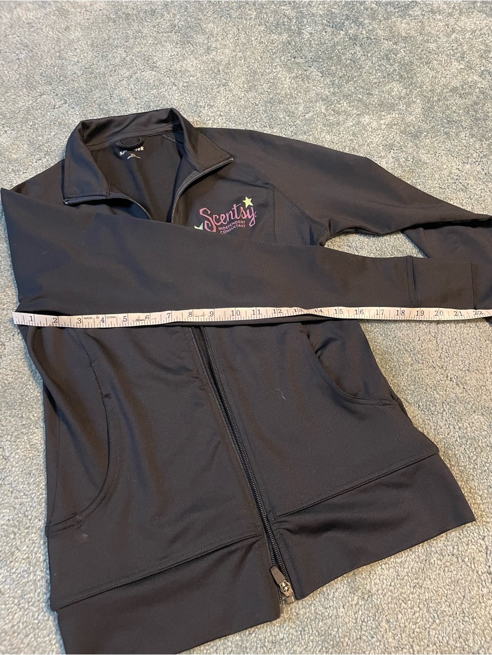 Scentsy Black Zip-Up Bomber Jacket with Logo Stars - Picture 2 of 5
